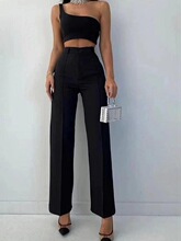 K 41060 Women's High Waist Straight Trousers Ůʿ����ֱͲѝ