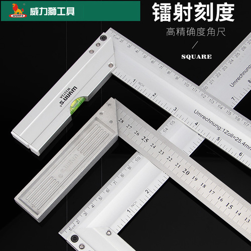 Power Lion Stainless Steel Angle Ruler, Multi-functional Protractor, Woodworking Ruler 300mm, 500mm, Thickened Angle Ruler
