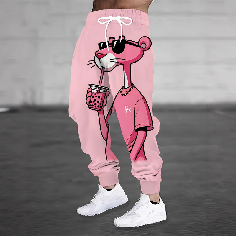 Pink Panther Trendy Casual Sweatpants with Various Personalized Prints, Comfortable Fabric, Street Fashion Essentials, Custom-Made