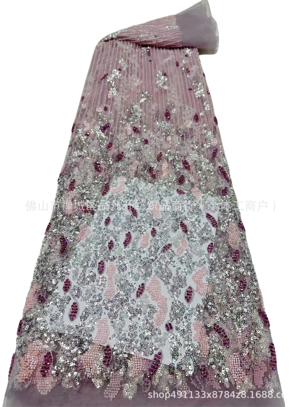Pipe de perlas bordado sequinilla tela de bordado vestido de boda tela de moda de rendimiento de escenario tela de moda spot transfronterizo image 10