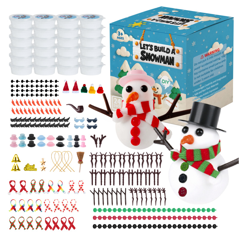 12 piezas de artesanía navideña kits de bricolaje para niños decoración de muñeco de nieve creativa arcilla seca al aire ultraligera regalo de vacaciones