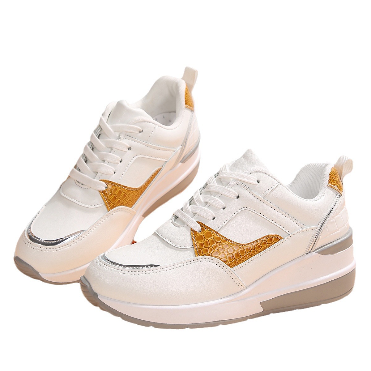 Kadın Ayakkabıları Kadın spor günlük ayakkabılar yeni moda kama topuk kalın tabanlı günlük spor kadın tek ayakkabı 43 büyük beden_voghion.com