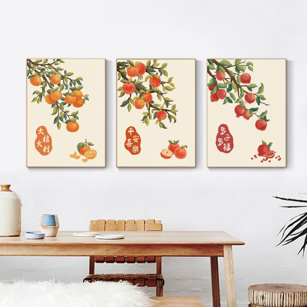 Caqui pintura simple pintura decorativa pintura china todo va bien bricolaje pintura al óleo digital pintado a mano pintura al óleo de relleno estilo chino