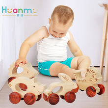 儿童木制原木手推车手握惯性小车儿童宝宝训练肌肉抓握木质玩具车