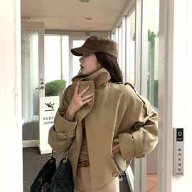 休闲辣妹卡其色风衣外套女2026春秋新款小个子短款时尚高级感韩系