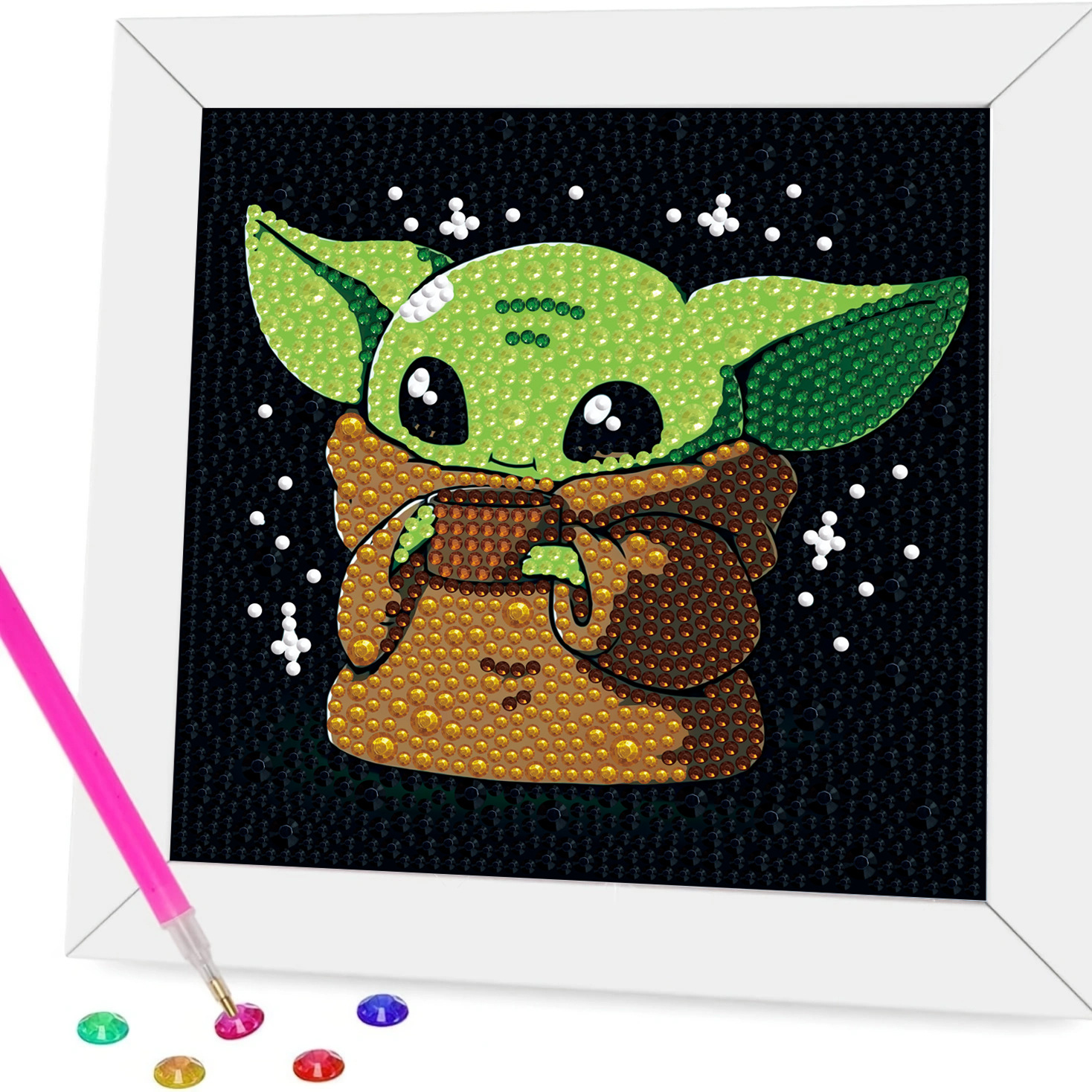 Taller artesanal pintura de diamantes marca DIY tamaño de diamantes Star Wars regalo para niños Yoda bebé lleno de diamantes brillante pintura de diamantes