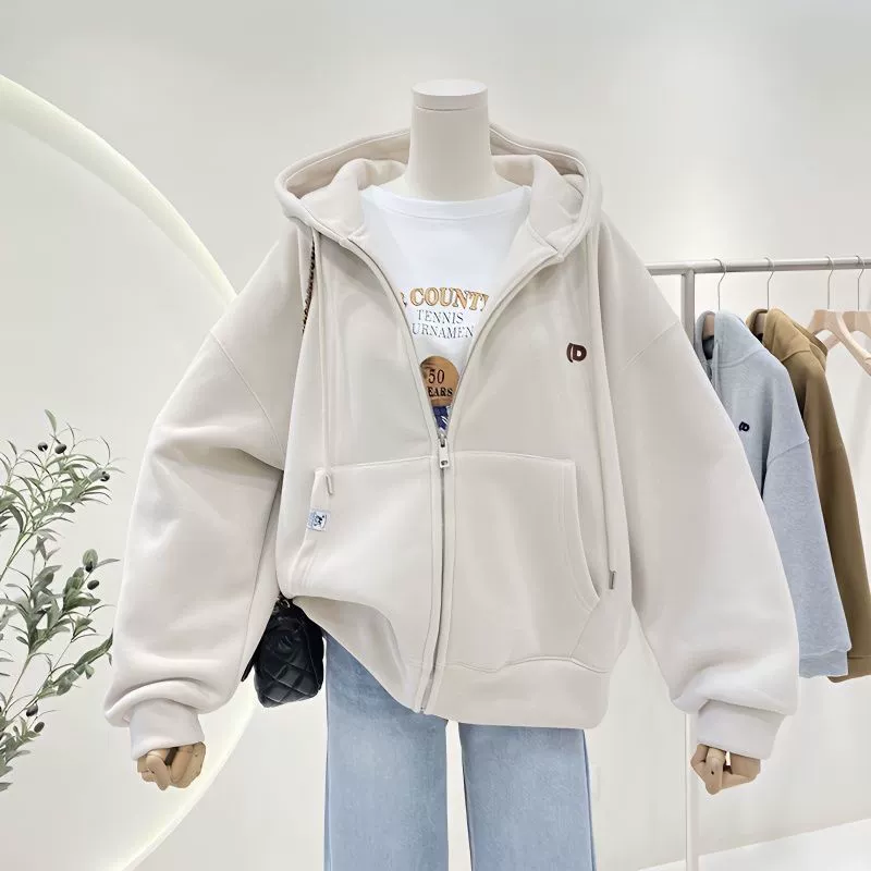 Новая бархатная толстовка с капюшоном для женщин, свободный дизайн, нишевое утягивание, универсальный, большой размер, повседневный наряд для лучшей подруги, модный