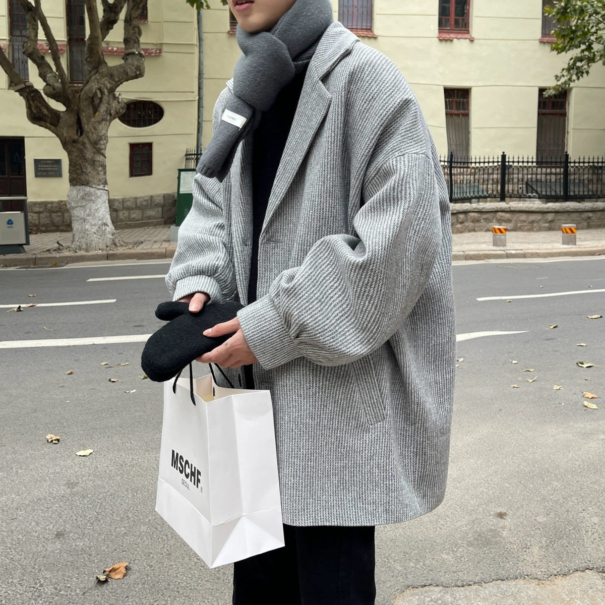 Демисезонное пальто из шерсти, зимняя трендовая длинная теплая джинса, тренч, корейский стиль, средняя длина, плюс размер