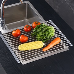 キッチンステンレス鋼折りたたみ排水ローラーシャッターシンク排水ラック排水防カビシリコン収納ラック排水ラック