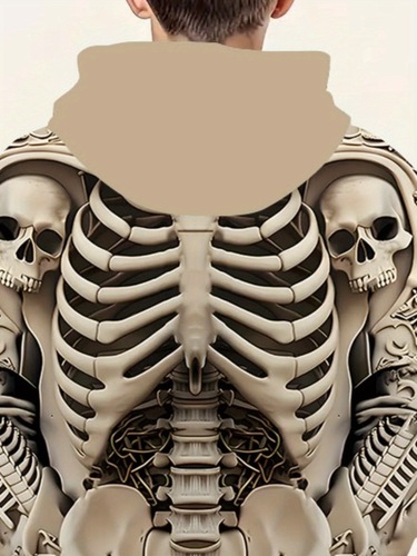 Boys' Halloween Skeleton Hoodie 3D Skull Print Relaxed Fit