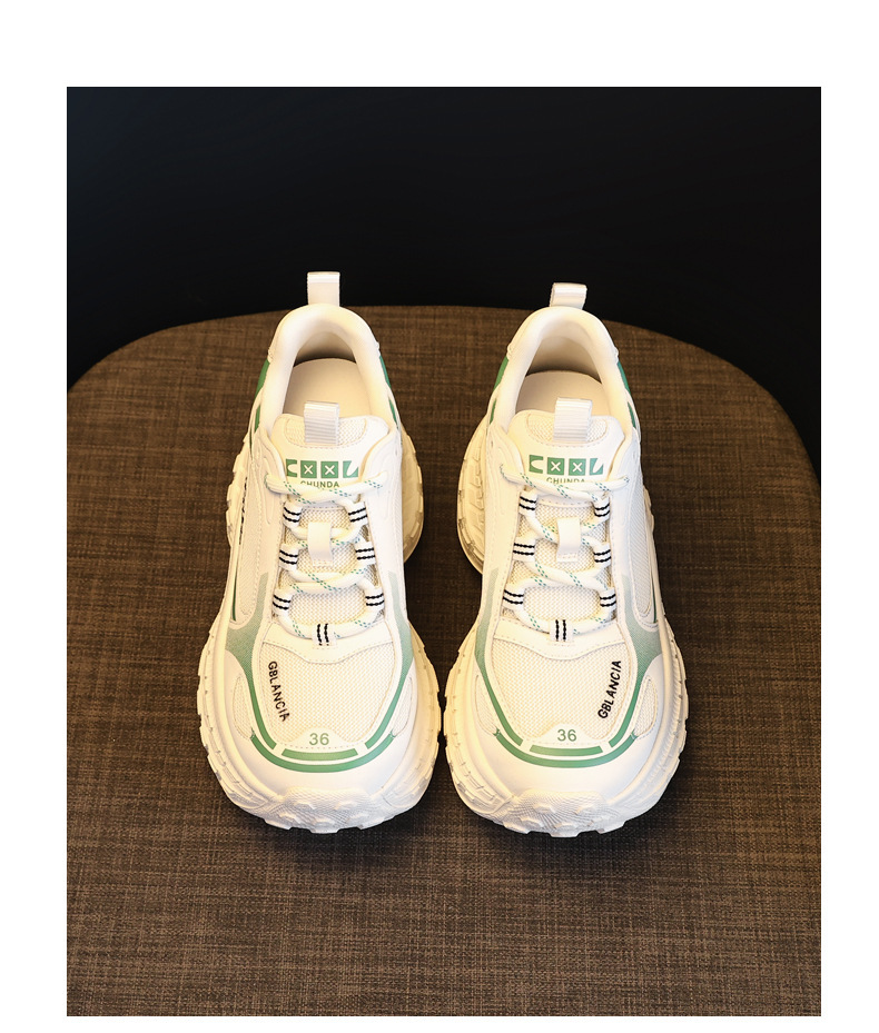 Giày sneaker nữ chunky đế dày lưới thoáng khí, tăng chiều cao bên trong — Xanh lá cây nhạtcolor chi tiết 19