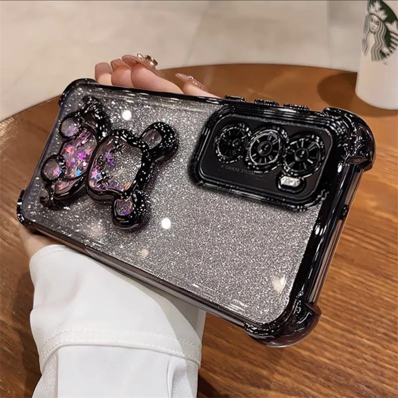Aplicable para oppo A3pro cuatro ángulos a prueba de caídas caso de teléfono móvil A5X polvo flash violento oso goma suave RealmeC75 funda protectora