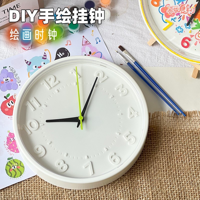 DIY 手作り落書き空白時計壁時計クリエイティブかわいい手描き時計女の子の装飾壁ギフト|undefined