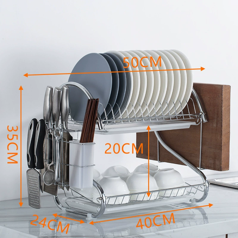 Kitchen storage rack floor-mounted multi-layer storage drainage dish rack double-layer bowl tableware storage bowl rack reality