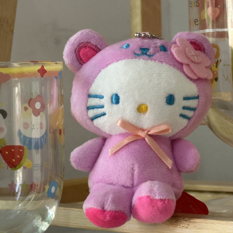黑色草帽kitty帽宝宝挂件爱心扣公仔玩偶可爱赫本风挂饰钥匙扣|undefined