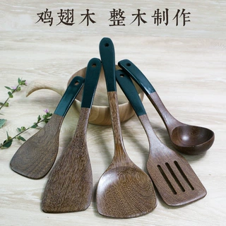 汇宝园供应鸡翅木勺铲套装 绿色珍珠漆木铲子木勺不粘锅专用厨具