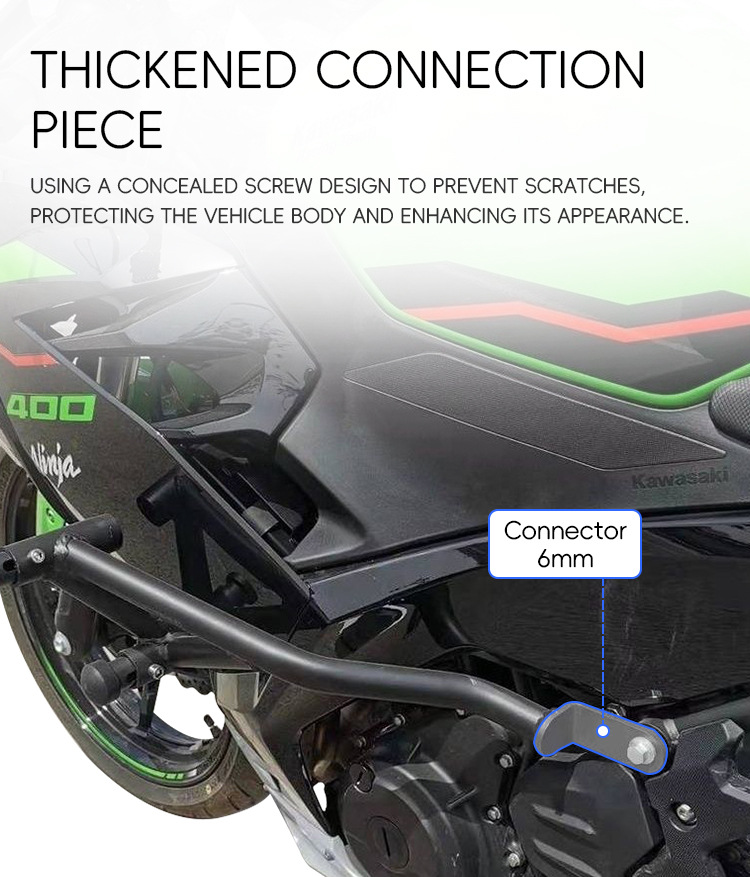 Suitable for Kawasaki Ninja 400 crash bars, anti-fall protection springs, racing bars, ninja anti-collision stunt bars, modification accessories