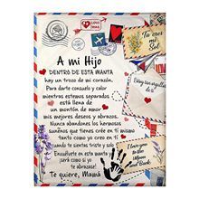 厂家直销 跨境西班牙语给儿子的信毯子信件图案法兰绒床沙发盖毯