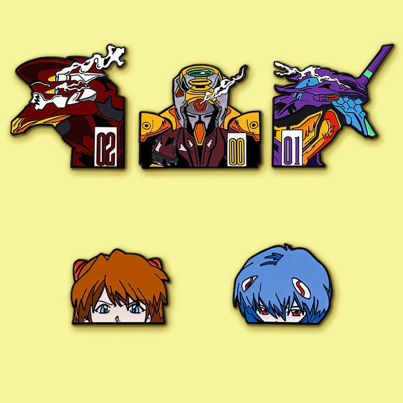 Брошь Neon Genesis Evangelion из японского аниме, периферия меха Асука, украшение для сумки, металлическая эмблема с каплей