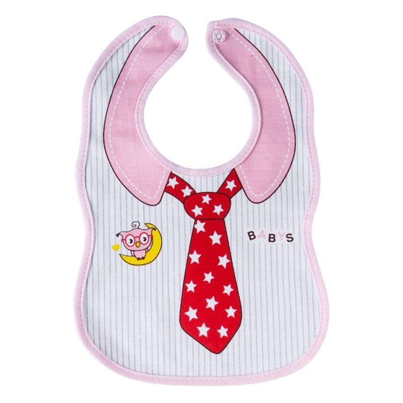 Baby's Snap-button Bib Newborn Baby Children's Three-layer Thickened Extra-large Spit Towel Waterproof Eating Pure Cotton Rice Pocket Bib