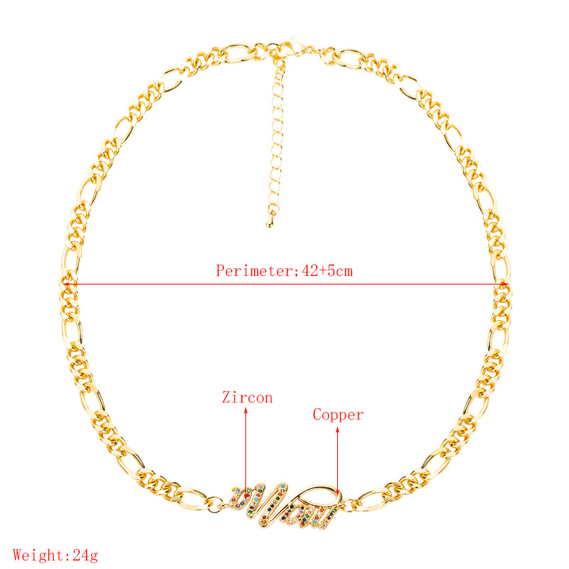 Mother's Day Series Jewelry Creative Personality Copper Gold-plated Inlaid Colored Zircon Mama Letter Necklace Bracelet display picture 1