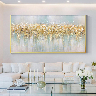 Pure Hand-painted Oil Painting Light Luxury High-end Living Room Decorative Painting Modern Simple American Style Abstract Large Horizontal Style Restaurant Hanging Painting