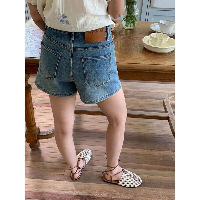 3Th Morning Island Holiday Retro High-Waisted A-Line Wide-Leg Slimming Denim Shorts Zy4209 3Th Morning Island Holiday Retro High-Waisted A-Line Wide-Leg Slimming Denim Shorts Zy4209