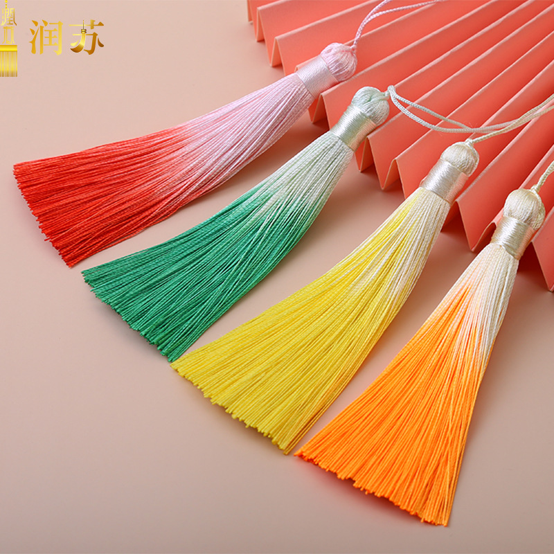 潤蘇流蘇10cm漸變流蘇穗子香包吊墜掛件服飾壓襟配飾書籤段染穗