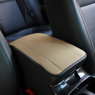 central armrest box cover mat, Armrest box pad - fiber-embossed-armrest-pad-beige