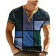 2025 cross-border foreign trade men's new short-sleeved T-shirt 3D digital printing 3-button placket fashion casual men's clothing