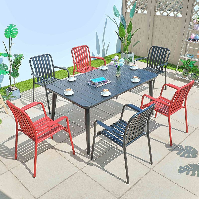 Mesa y silla al aire libre patio terraza al aire libre terraza villa jardín impermeable protección solar aleación de aluminio set mesa de té silla