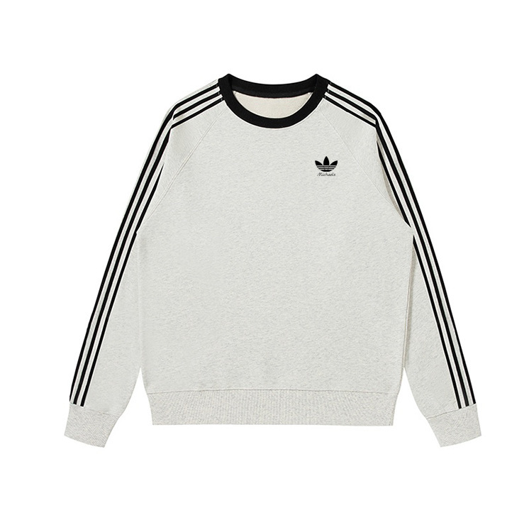 Heavyweight 420g Three-Stripe Crewneck Sweatshirt for Men and Women, 2025 Autumn New Style, Trefoil Trendy Brand, Loose-Fitting Couple's Top