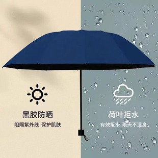 12 Bone Manual Business Umbrella Sunny and Rainy Umbrella Three-fold Umbrella Thickened Black Rubber Sunscreen Wholesale Printable Logo