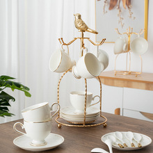 轻奢欧式陶瓷杯航空水杯带勺手工描金骨瓷咖啡杯碟下午茶具套装