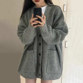 厚款毛衣外套女秋冬2025新款宽松外穿日系慵懒风复古软糯针织开衫