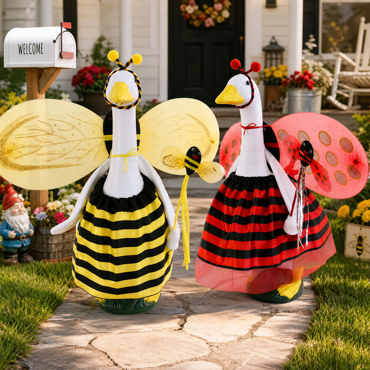 Fábrica directa para patio al aire libre 23 pulgadas porche ganso ropa de abeja mariquita modelado decoración de césped