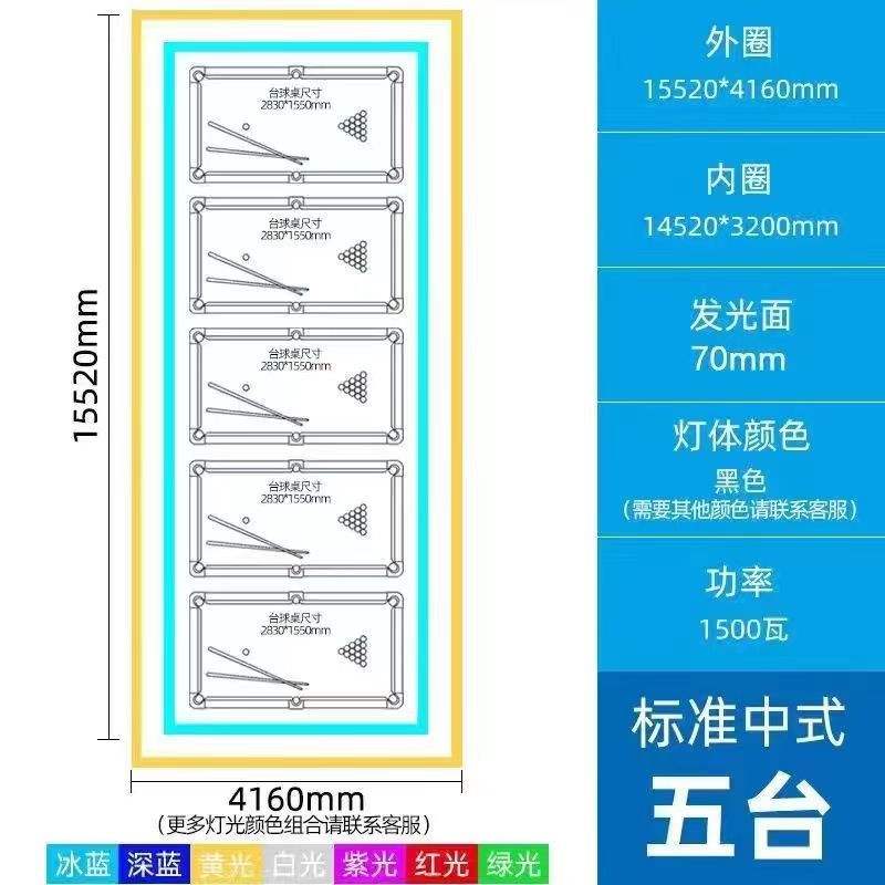 直角角丸5面発光マジックビリヤードルーム雰囲気ライト毒歯カラフルな側面発光ビリヤードルーム雰囲気シャンデリア|undefined