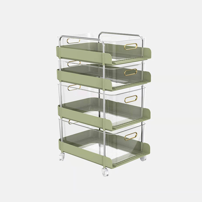 Household trolley snacks, rack kitchen floor storage racks, multi -layer light luxury drawer storage boxes
