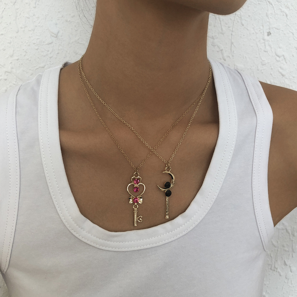 fashion magic wand moon diamond necklace wholesale Nihaojewelry