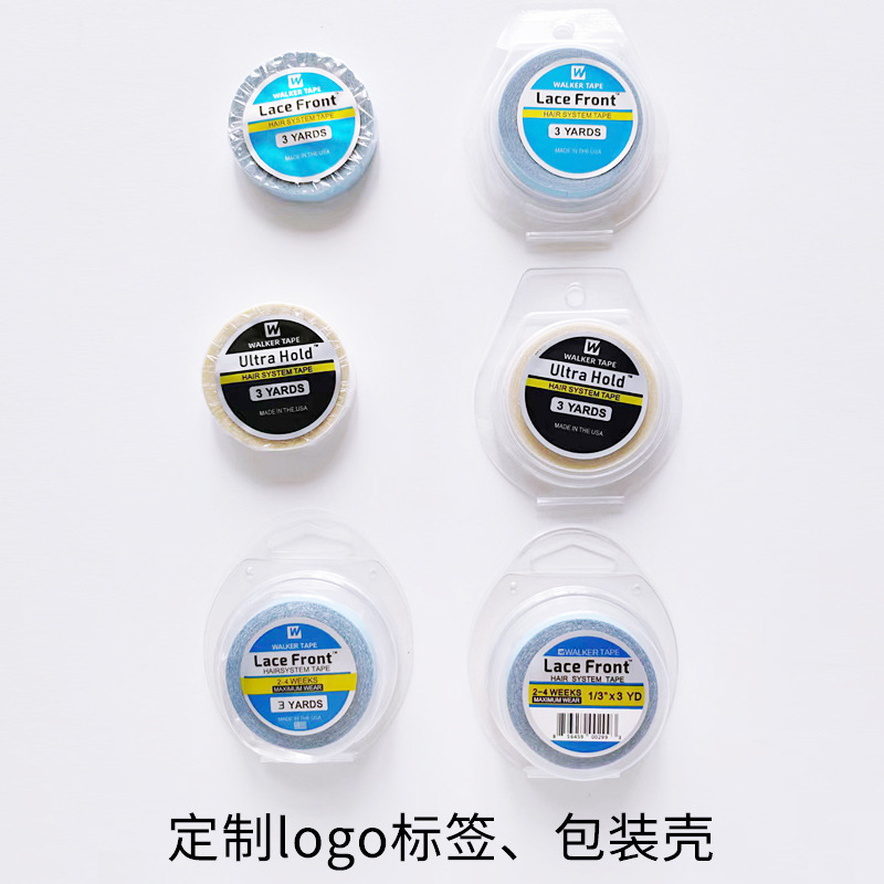 跨境盒装假发胶带 美国蓝胶接发工具 强粘假发专用接发双面胶带|undefined