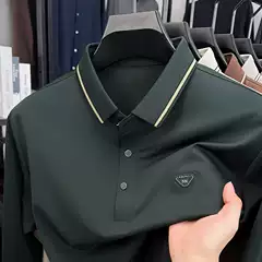 Men's Long-Sleeved T-Shirt, Middle-Aged and Elderly Lapel Bottoming Shirt, Loose Polo Shirt, Dad's T-Shirt, Grandpa's Autumn Clothing, Men's T-Shirt