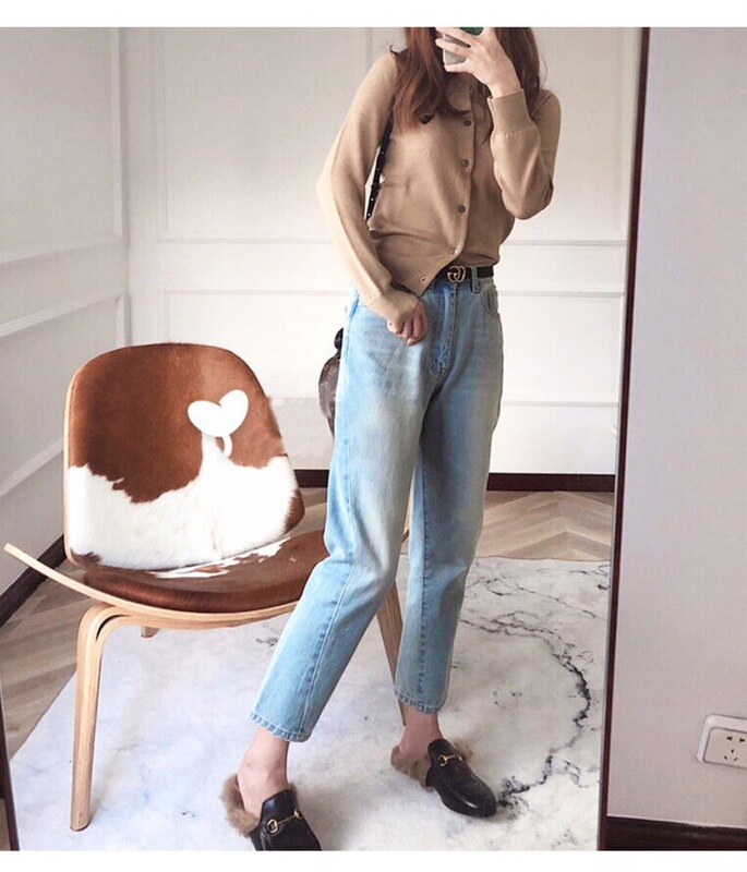 Totem European and American Niche Casual Straight Twisted Asymmetrical High Quality Women's Jeans Slim-fit Pencil Pants