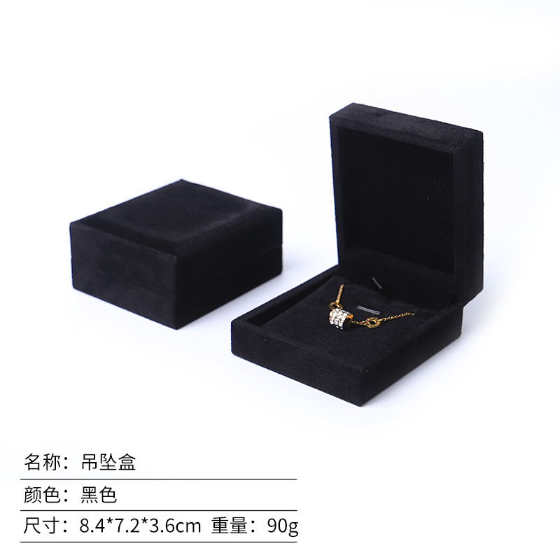 Transfronterizo de ángulo recto negro cuentas de terciopelo caja de joyas LED con lámpara colgante caja de anillo caja de joyas de oro al por mayor
