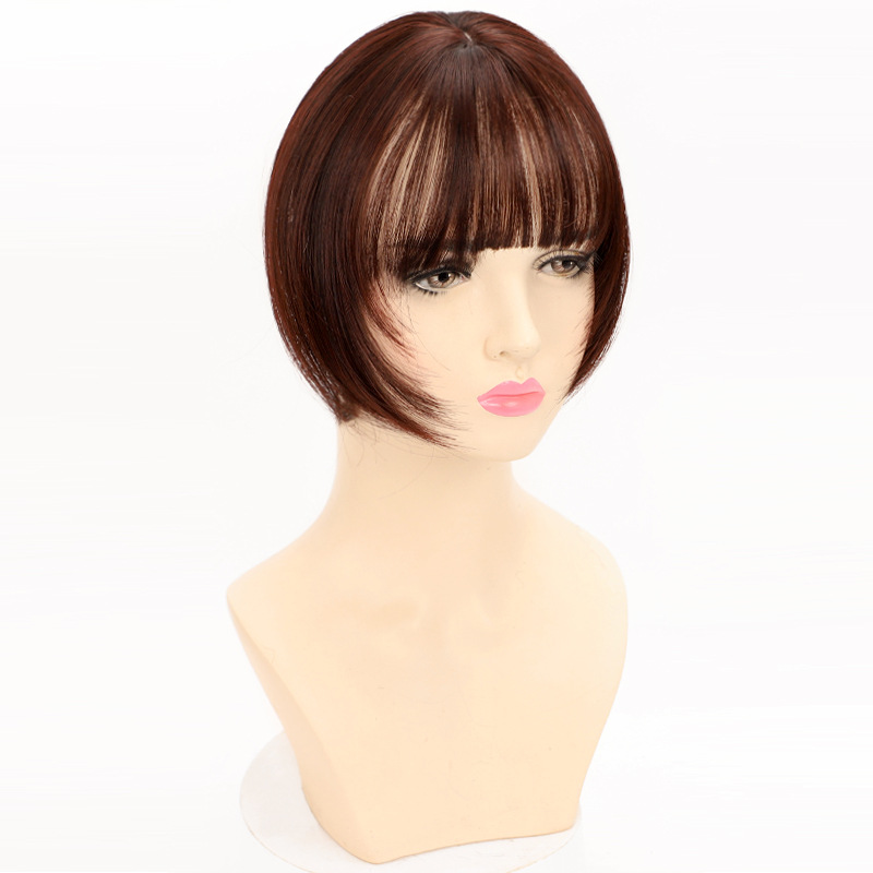 Pieza de peluca cabeza femenina cubierta de parche de pelo de seda mixta pelo blanco pelo esponjoso pelo escaso invisible flequillo de aire pieza de peluca