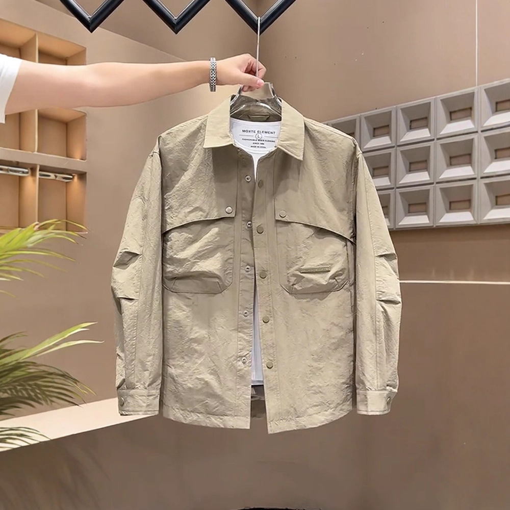 2025 New Men's Jacket Loose Design Long-Sleeved Shirt Men's Casual Autumn Lapel Jacket Men's Trend