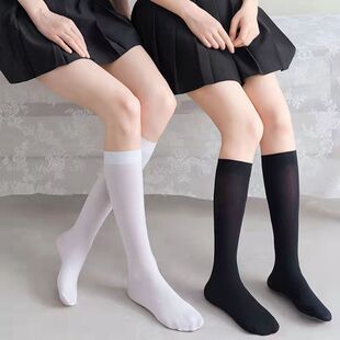 Spring and Summer JK White Stockings women's pressure leg Japanese calf socks summer thin mid-length black and white stockings for students