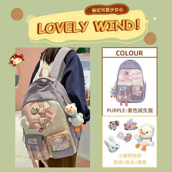 Purple backpack lightweight, pendant, badge