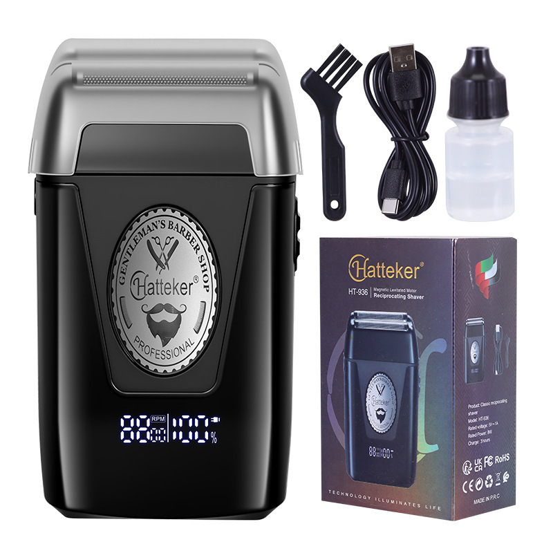 Hatteker ハイパワー電気シェーバーヘアサロンシェービングヘッドホワイトナー磁気サスペンションモーター男性用シェーバー|undefined