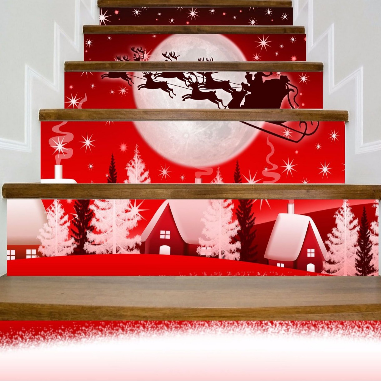 Autocolantes 3d de escada de natal autoadesivos para casa_voghion.com