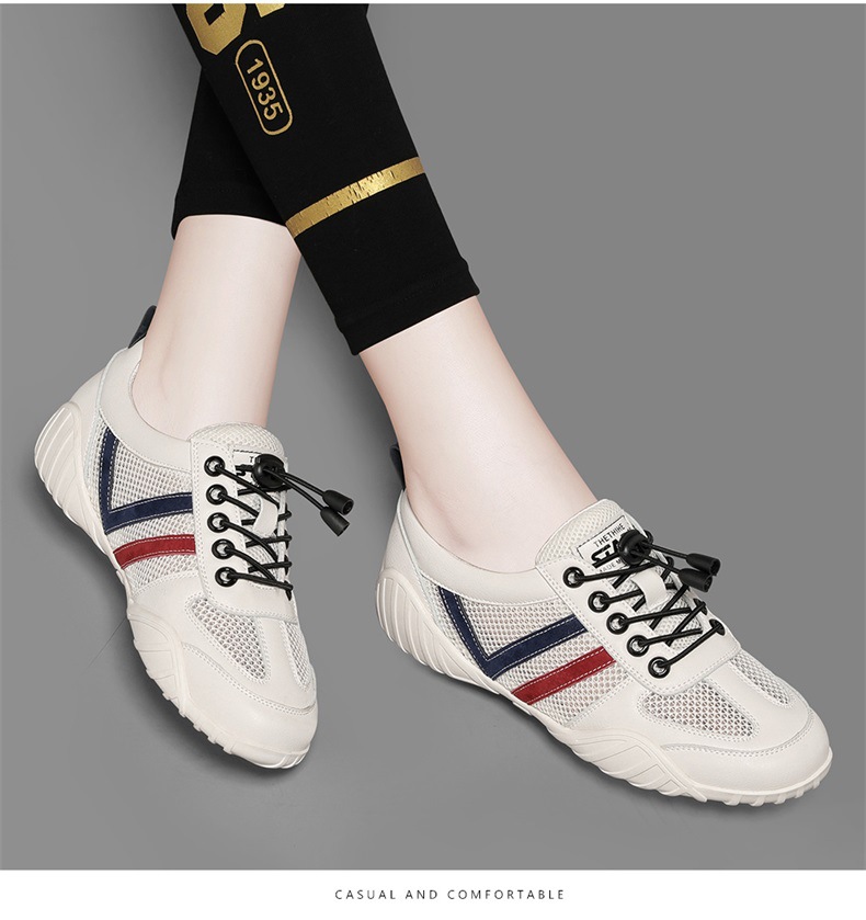 Giày sneaker nữ lưới thoáng khí đế bằng mẫu mới 2025 — 9160-2 (kiểu thoáng khí) màu trắng, 9160-2 (kiểu thoáng khí) màu be chi tiết 5